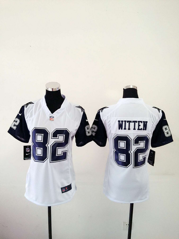 Womens Dallas cowboys 82 Witten White New Nike Stitched Limited Rush Jersey